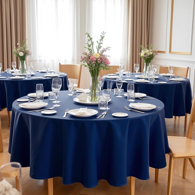 sancua Navy Blue Round Tablecloths 70 Inch, 6 Pack - Circle Fabric Cloth Table Cloths for Wedding Party Banquet Birthday, Washable Polyester Table Cover (Fit 20-58 Inch Tables)