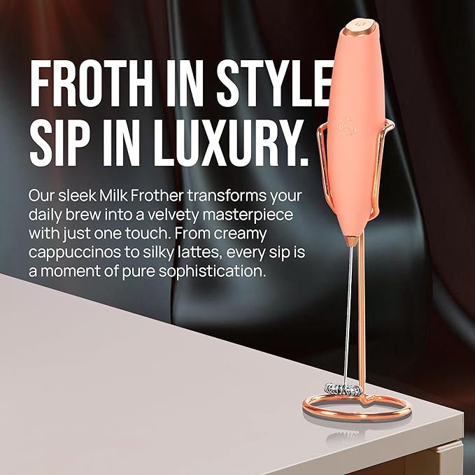 Zulay Kitchen Executive Series Luxury Gift Milk Frother with 4 Duracell Batteries ??Handheld Electric Foam Maker for Coffee, Lattes & Hot Chocolate ??Deluxe Finish, Ultimate Gift for Coffee Lovers