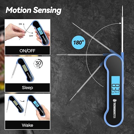 0.5 Sec Instant Read Meat Thermometer Digital with 짹0.5??Precision, Food Thermometer for Cooking Kitchen Gadgets, Oven Grill Candy BBQ Essentials Accessories, Gifts for Him Dad Men Birthday, Blue