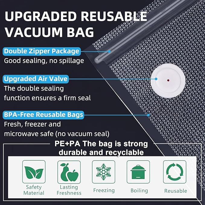 MOMODA Sous Vide Cooking Bags - Set of 20 | BPA-Free Reusable Vacuum Seal Bags (20 Large)