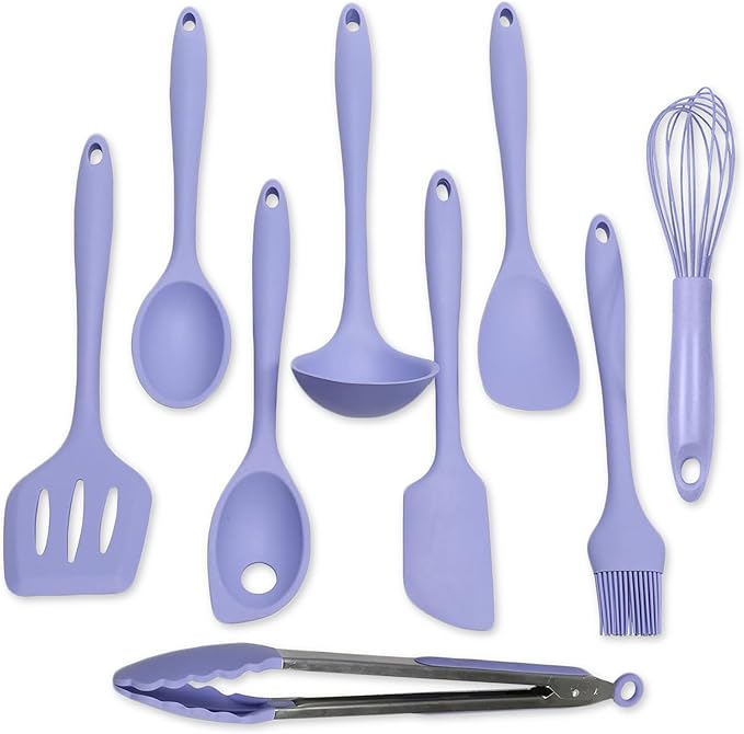 Chef Craft - Premium Silicone Kitchen Tools and Utensils Set, Non-Scratch, Withstands Temperatures up to 450째F, BPA-Free, 9 Piece Cooking Utensils Set, Pastel Blue