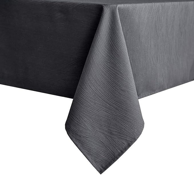 maxmill Square Tablecloth Swirl Design Spillproof Wrinkle Free Heavy Weight Soft Table Cloth Decorative Fabric Table Cover for Outdoor and Indoor Use Square 70 x 70 Inch Charcoal