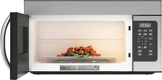 KoolMore 1.6 Cu. Ft. Over the Range Microwave Oven with Oven Lamp and 300CFM Recirculation Vent Hood Function, Auto Cook Menus, Reheat Function, 10 Power Levels, Timer, and Weight Defrost (KM-MOT-1SS)