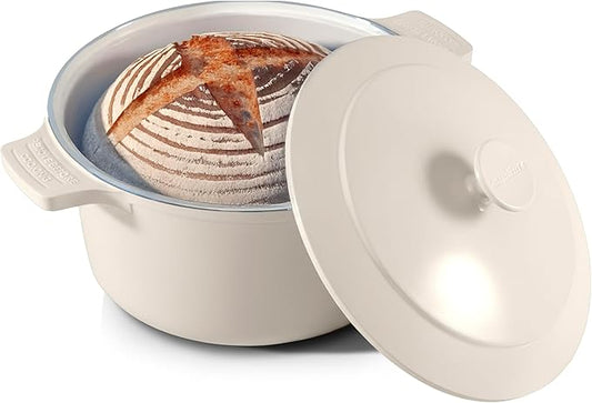 Gotham Steel 5 Qt Dutch Oven Pot with Lid, Nonstick Ceramic Dutch Oven Stock Pot, 10 in 1 Cooking Pots & Dutch Ovens for Bread Baking, Lightweight Oven & Dishwasher Safe ??Cream