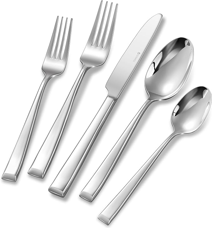 KEAWELL Premium Imperial 20-Piece Silverware Set, Service for 4 ??Heavy Duty 18/10 Stainless Steel Flatware, Dishwasher Safe for Elegant Dining and Holiday Hosting (20, Silver)