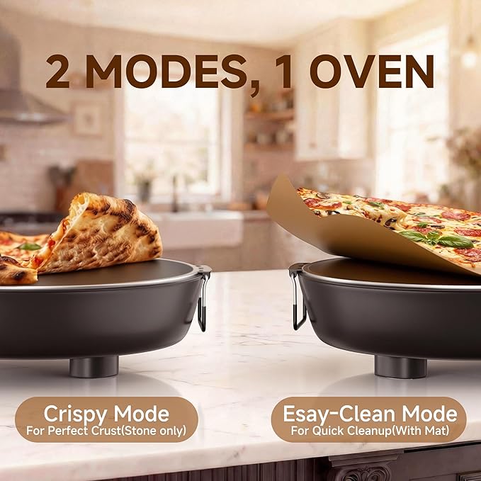 SEMSCHEF 12-Inch CrustyBake Beginner's Glazed Stone Pizza Oven: Quick 800째F Heating, Easy-Clean Design, Recipe Book & All Tools Included - Perfect for First-Time Pizza Makers at Home