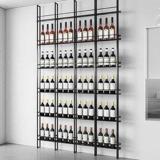 1 Column Wine Rack Wall Mounted, 94.48in High Metal Wine Bottle Holder, Floor to Ceiling Wine Storage竊똗se as One or Three, DIY Display, for Restaurant, Bar, Cellar (Black, 1 Column)