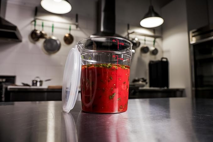 Cambro Food Storage Container with Lid (2 Pack) - Round Series - 4 QT (Quart) - Commercial Grade for Food Prep (Clear)