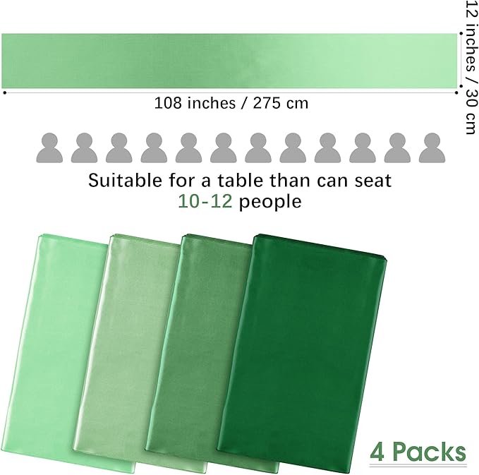 Aneco Satin Table Runner 12 x 108Inch Long Bright Silk and Smooth Fabric Party Table Runner for Wedding Banquet Party Decoration (Gradient Sage Green)
