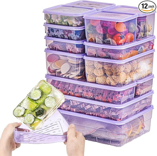 Twist-Release Freezer Containers, for Soup&Sauce pack,12pcs Flexible When Frozen | Anti-Break, BPA-Free, Stackable | Made in Korea
