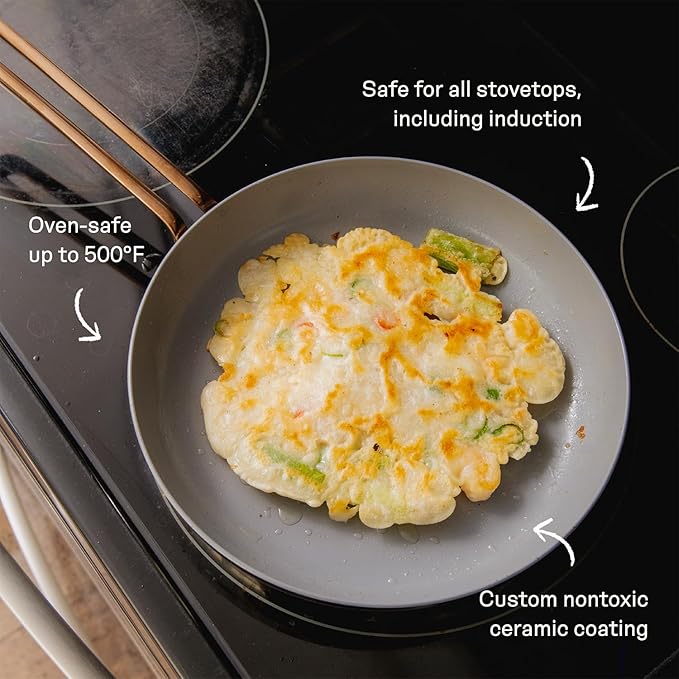 Great Jones Large Fry 10.25 Inch Nonstick Frying Pan | Nontoxic Ceramic Coating, PTFE & PFOA-Free | Welded Handle, Induction & Oven Safe | Dishwasher Friendly