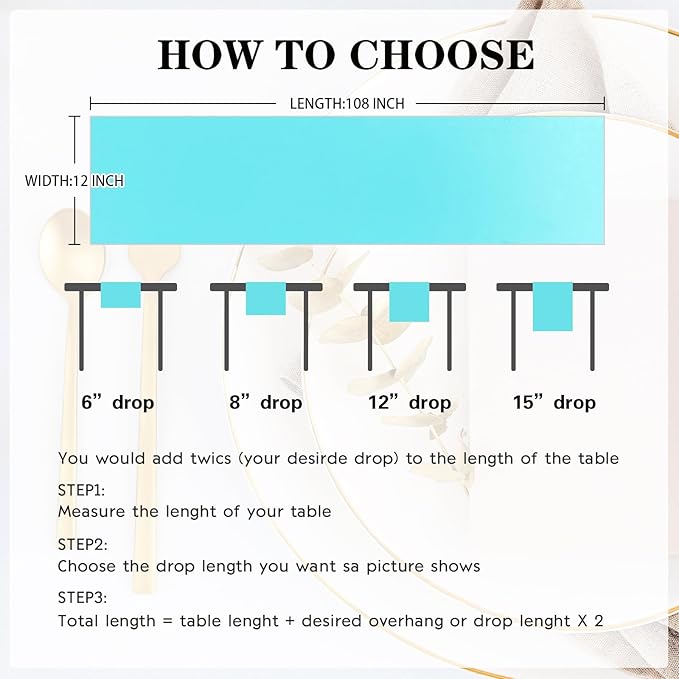 Yblut 10 Pack Satin Table Runner 12 x 108 Inch Long Turquoise Silk Table Runner for Wedding Party Banquet Birthday Decoration