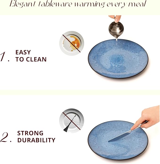 Stoneware Dinner Set Reactive Glaze (16pc Set, Capri Blue)