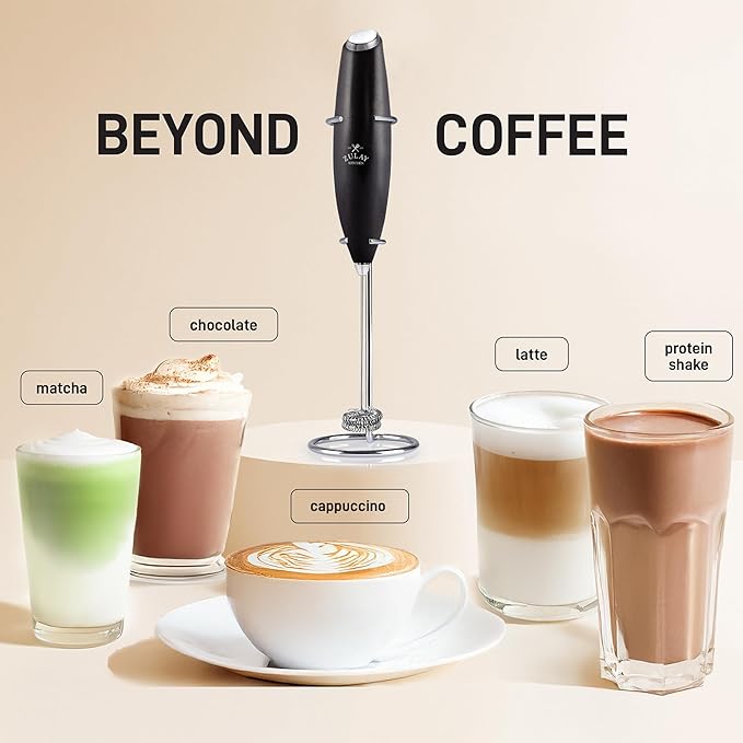 Zulay Kitchen Double Whisk Milk Frother ??Handheld Foam Maker for Coffee, Lattes, Matcha, Hot Chocolate & Cappuccinos ??Whip Creamy Froth in Seconds, Portable & Easy to Use