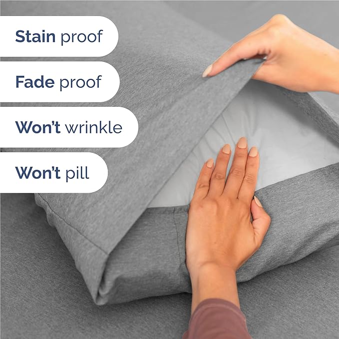 Twin XL 4 Piece Sheet Set - Cooling and Breathable Bed Sheets - Hotel Luxury Bed Sheets for Women, Men, Kids & Teens - Deep Pockets - Easy Fit - Soft and Wrinkle Free - Twin XL Heathered Grey Sheets