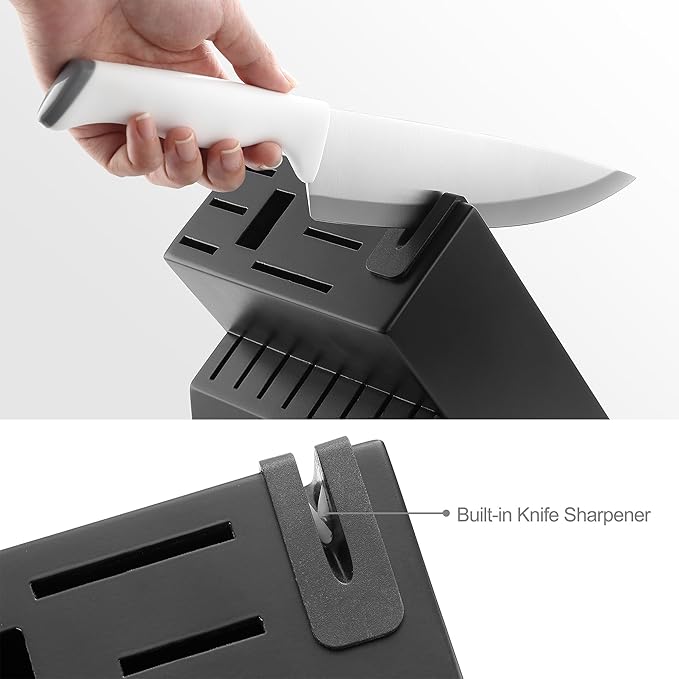 McCook짰 Knife Sets, German Stainless Steel Kitchen Knife Block Sets with Built-in Sharpener