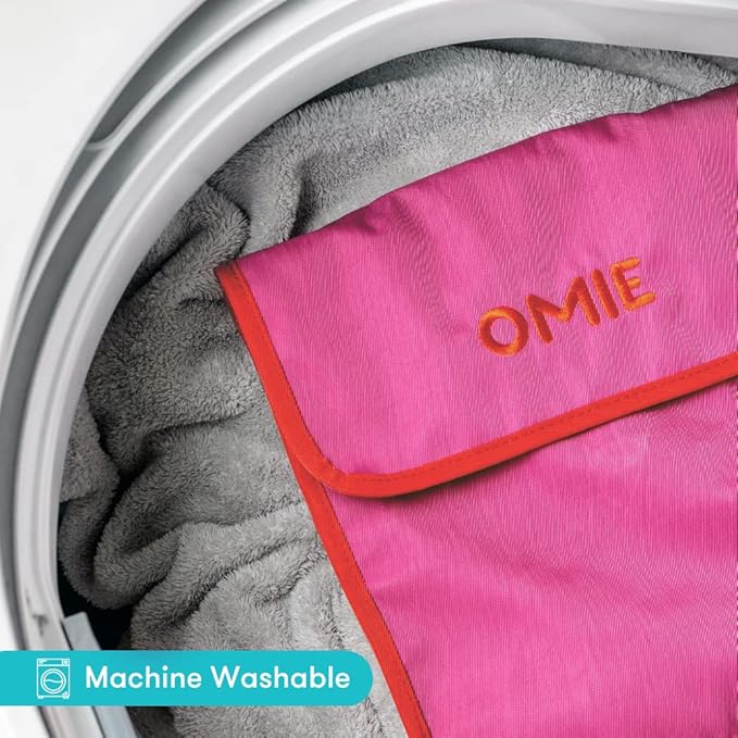 Omie OmieBox Lunch Bag - Washable, Foldable, Durable, WaterResistant Fabric with Interior Pocket and External Bottle Holder (Pink)