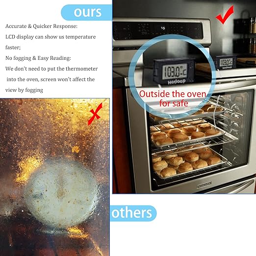 Digital Oven Thermometer Heat Resistant up to 572째F/300째C, LCD