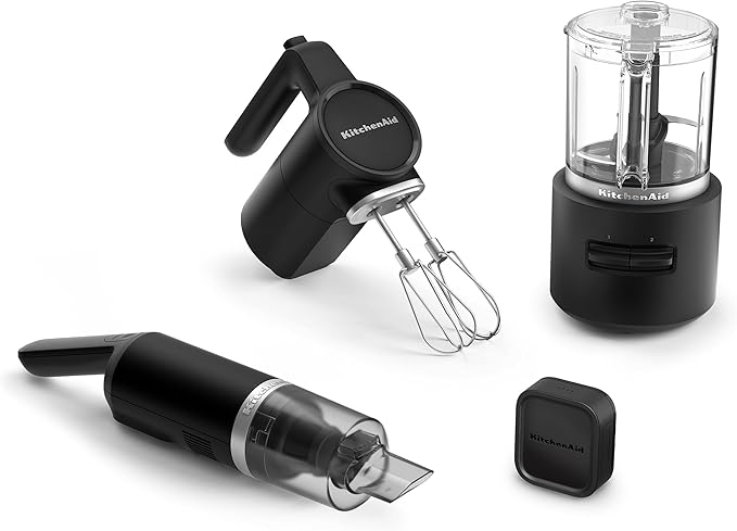 KitchenAid Go??Cordless Bundle with Hand Mixer, Food Chopper and Kitchen Vacuum - battery included, KBUR131, Black Matte