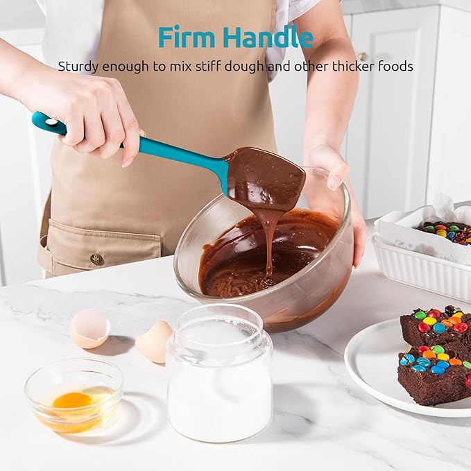 U-Taste Silicone Spoon Spatula Set, 600쨘F High Heat Resistant Food Grade Flexible Rubber Scraper, Cooking Mixing Baking Kitchen Utensils Set of 3 (Marrs Green)