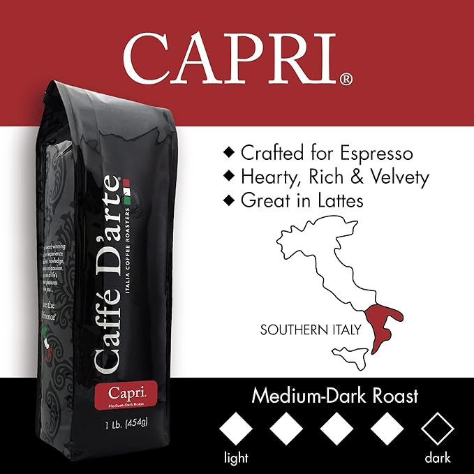 Caffe D?셙rte Capri Whole Bean Espresso Coffee ??Italian Espresso Roast, Freshly Roasted in Seattle, Rich & Velvety Flavor ??1 lb Bags, Pack of 2