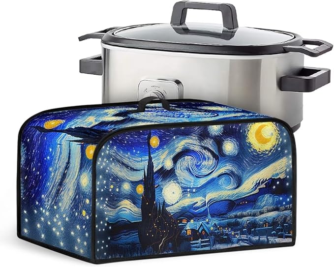 Cover for Slow Cooker 7 Quart Slow Cooker, Van Gogh Oil Painting Printed Insulated Slow Cooker Cover Appliance Dust Cover with Pocket Halloween Kitchen Décor