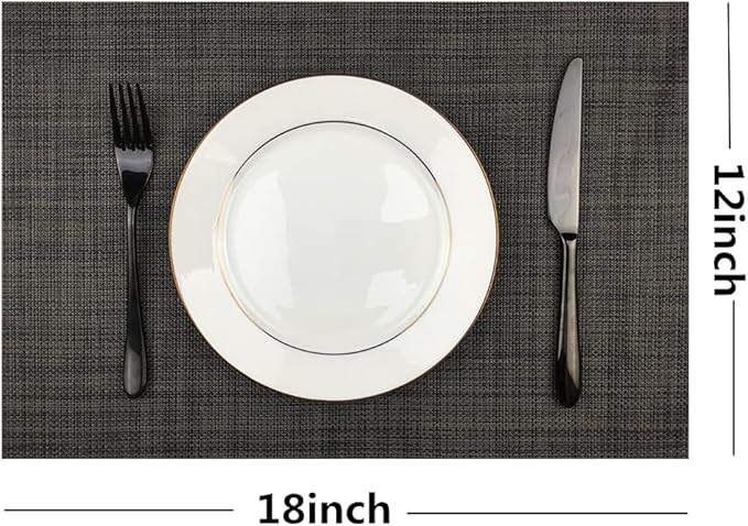 WAZAIGUR Placemats,Easy to Clean Crisscross Woven Vinyl Place Mats Durable Non-Slip Heat Resistant Table Mats,Placemats for Kitchen Table Set of 4,Grey