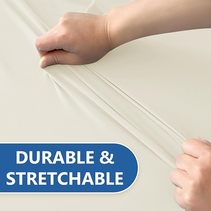 Enjoyidea Spandex Table Cloths for 6 Foot Rectangle Tables-6 Pack Fitted Stretch Cream Table Covers-Elastic Folding Tablecloths for Party, Vendor Booth Display, Banquet Buffet Event, Craft Trade Show