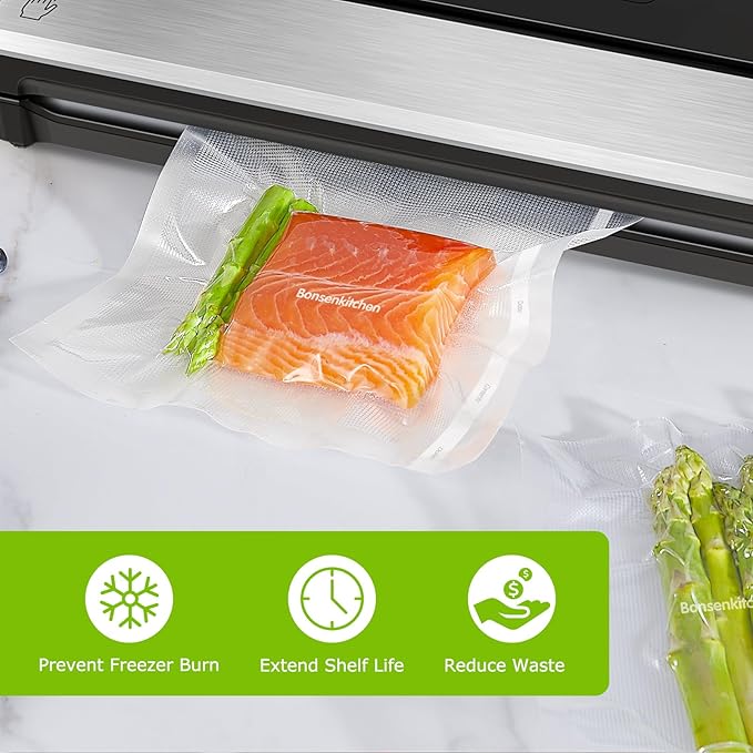 [2025 New] Bonsenkitchen 8??x 150??Vacuum Sealer Bags Rolls with Cutter for Food Storage, Commercial Grade, BPA Free, Great for Meal Prep and Sous Vide Cooking