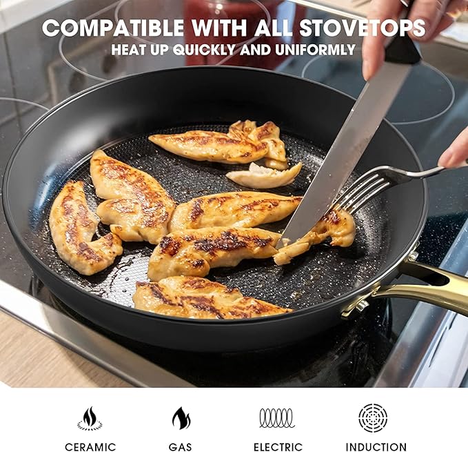 imarku Cast Iron Skillets, 12 Inch Cast Iron Pan, Professional Non Stick Frying Pans Long Lasting Nonstick Frying Pan Nonstick Pans Stay Cool Handle Easy Clean, Unique Christmas Gifts for Women/Men