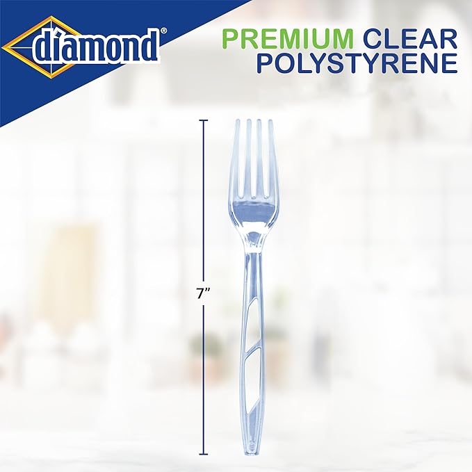 Diamond짰 All Occasion Clear Disposable Cutlery Set 288 Count (288 Forks Set)