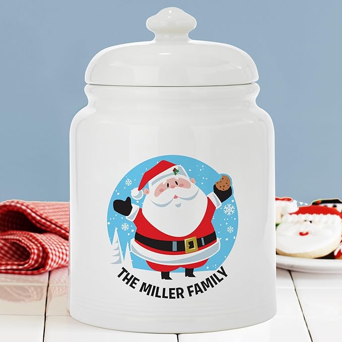Let's Make Memories Personalized Festive Santa Cookie Jar - For Her - Kitchen Christmas D챕cor
