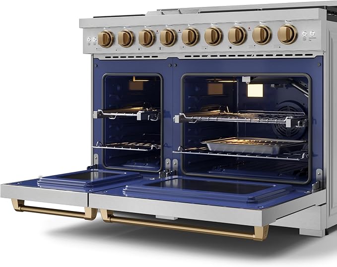 Gordon Ramsay by THOR Kitchen 48 Inch Professional Liquid Propane Range with Tilt Panel Touch Control in Stainless Steel/Bronze