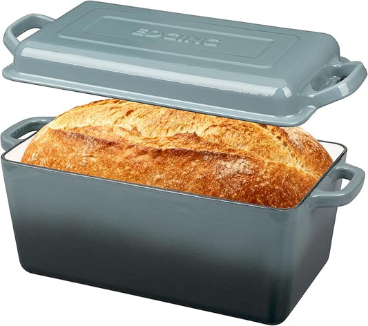 Enameled Cast Iron Dutch Oven, Oblong Bread Oven for Sourdough Bread Baking, Baking Pan, Dual Handles, Oven Safe, 4 Quart, Slateblue