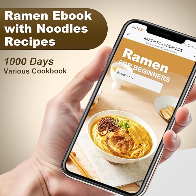 8-Inch Large Ceramic Ramen Bowl Set of 2 (9 Piece) - Microwave & Dishwasher Safe Porcelain Japanese Salad Noodles Cereal Fruit Pasta Soup Bowls with Recipes Chopsticks Forks Spoons for Men Women Gift
