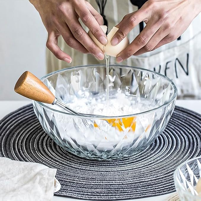 Le'raze Glass Diamond Design Bowl - Decorative Centerpiece for Kitchen & Home Decor, Great for Dining, Living Room, Serving, Salad, Pasta, Candy, Fruit