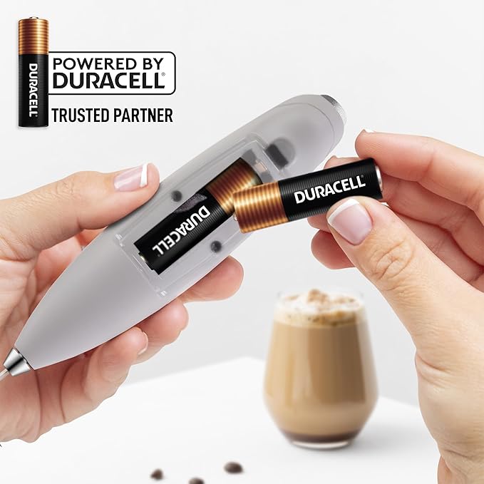 Zulay Kitchen Patented Tornado Triple Whisk Milk Frother with 4 Duracell Batteries ??Handheld Foam Maker for Coffee, Lattes, Matcha & Hot Chocolate ??Rich, Creamy Froth in Seconds