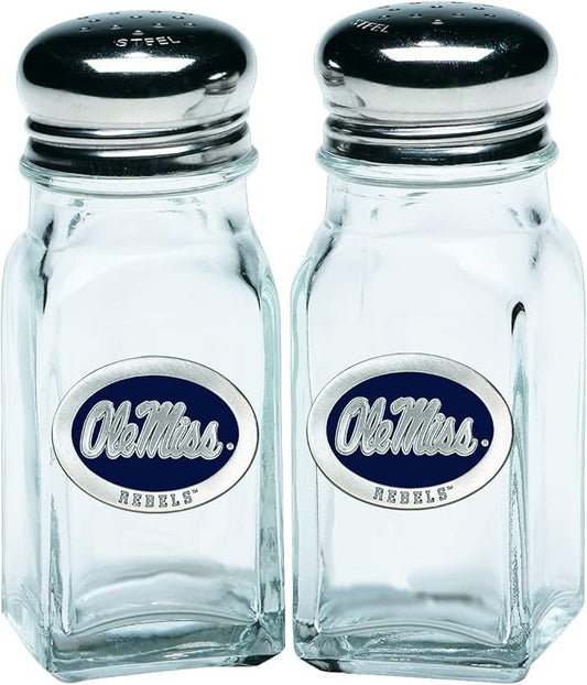 Heritage Pewter Mississippi Ole Miss Salt and Pepper Shaker Set of 2 Bottles | Expertly Crafted Pewter Glass