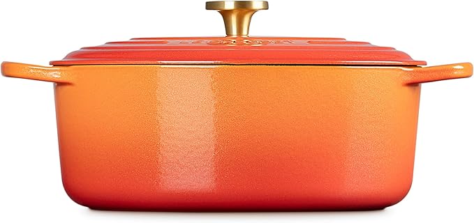 Le Creuset Enameled Cast Iron Signature Oval Dutch Oven, 6.75 qt., Flamme Doree with Crucible Knob