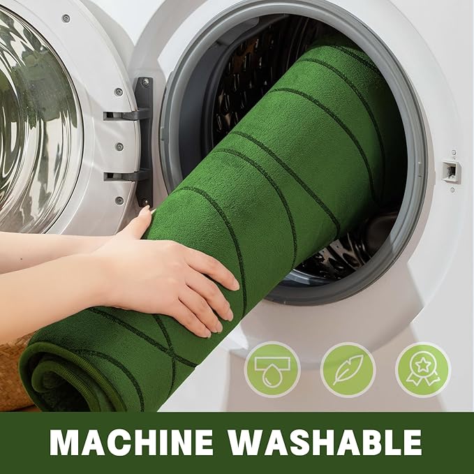 YIHOUSE Memory Foam Bathroom Rug Sets 2 Piece, Ultra Absorbent Bath Mat for Bathroom - Non-Slip Machine Washable & Dry Quickly, 2 Piece Bathroom Mat Set (Glass Green, 2 Pieces)