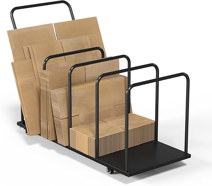 Metal Carton Stand, Rolling Cardboard Box Stand, 500Lb Carton Storage Rack, Heavy Duty Carton Cart Stand with Wheels, Cardboard Box Organizer Storage Rack for Commercial Home Supermarket Warehouse