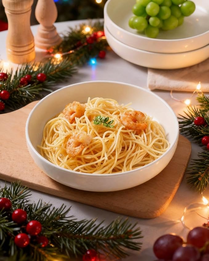 famiware Milkyway 33 oz Bowl Set, Pasta Bowls Set of 6, Salad Bowls Perfect for Your Friend for Housewarming, Thanksgiving, Christmas, Matte White