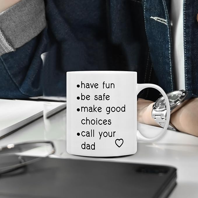 QASHWEY Funny Call Your Dad Coffee Mug, College Freshmen Students Graduation Gift, Call Your Dad Coffee Cups Ceramic 11 Ounce, College Gift Tea Mug Cup, Gifts for College Freshmen Girls Boys