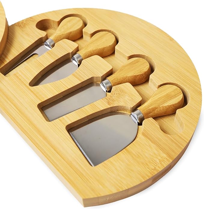 RoyalHouse Personalized Round Cheese Board, Custom Engraved Bamboo Charcuterie Board, Ideal for Weddings, Bridal Showers, and Special Occasions
