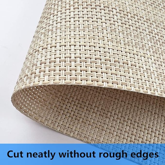WAZAIGUR Placemats,Easy to Clean Crisscross Woven Vinyl Place Mats Durable Non-Slip Heat Resistant Table Mats,Placemats for Kitchen Table (Beige, 4)