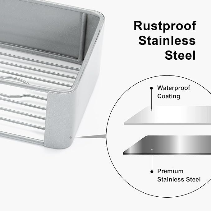 Premium Shower Caddy, 3 Pack White, Rustproof Stainless Steel, 25 lbs Capacity, No Drill Installation