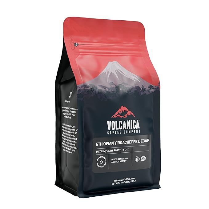 Ethiopian Decaf Coffee, Yirgacheffe, Whole Bean, Swiss Water Processed, Fresh Roasted, 16-ounce