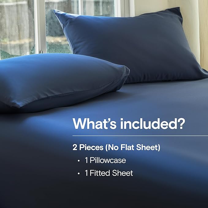 DOZ Sheet Set, 100% Viscose derived from Bamboo, Organically Grown, Buttery Soft, Cooling Sheets, High GSM, Deep Pockets - 2 Piece - 1 Pillowcase 1 Fitted Sheet (Sapphire, Twin)