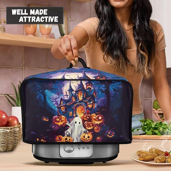 Halloween Decor Oval Crock Pot Cover Slow Cooker Dust Cover Compatible with Crock Pot 6-8 qt Oval Crokpot Cover Dust Cover, Appliance Covers