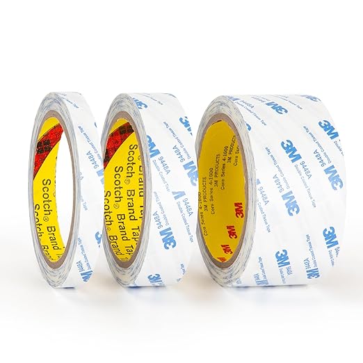 3M Double Sided Tape 0.5"횞32.8Ft 2 Pack 9448A Double Coated Tissue Adhesive Sticky Tape Translucent Removable for Foam Art Craft Nameplate Bonding